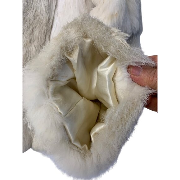 Vintage White Rabbit Fur Jacket S/M With Satin Lining & Hook Closure RN10523 - Picture 13 of 13